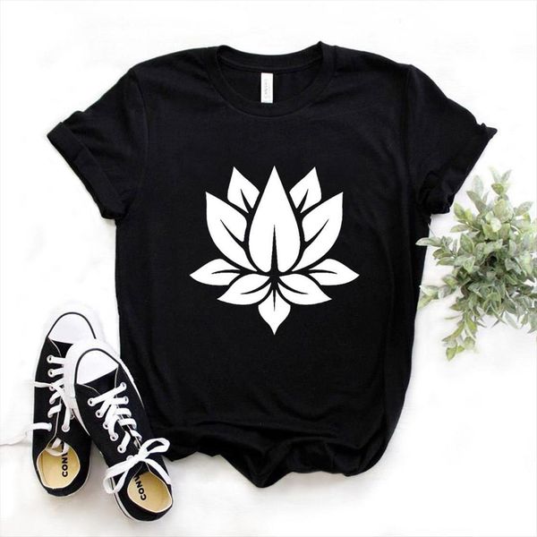 

lotus flower print cotton casual womens funny yong girl tee a 1374, White