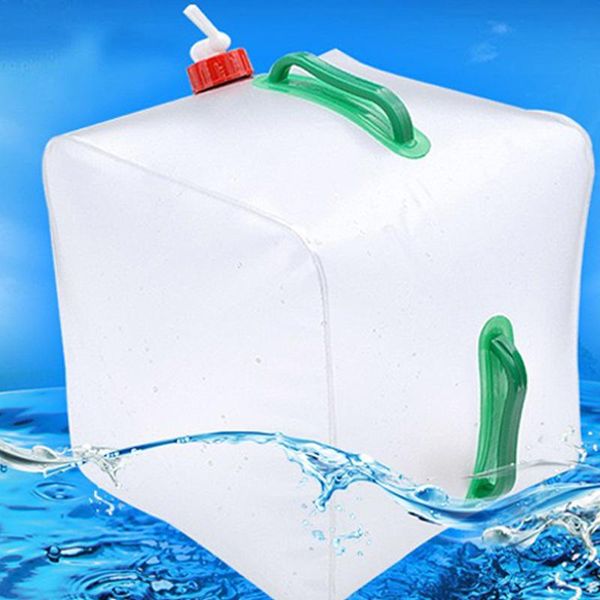 

collapsible water container with spigot, camping storage carrier for outdoors hiking backpack & survival kit, foldable portable outdoor bags