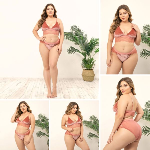 

4xl plus size women lingerie underwear erotic porno lace velvet sleepwear nightwear polyester+lace two-pieces set bra, Black;white