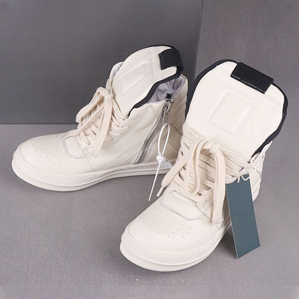 

white men ankle boots high fashion sneakers genuine leather street culture men's flat lace up shoes man footwear p15d50, Black