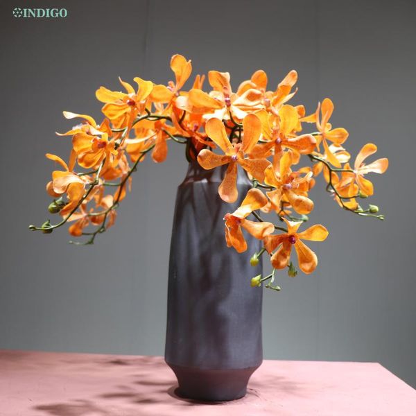 

-orange wanda orchids phalaenopsis large size real touch flower decorative wedding orchid floral party flowers & wreaths