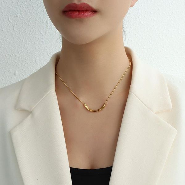 

chains 2021 korean fashion necklace irregular shape titanium steel clavicle chain women jewelry collier femme, Silver