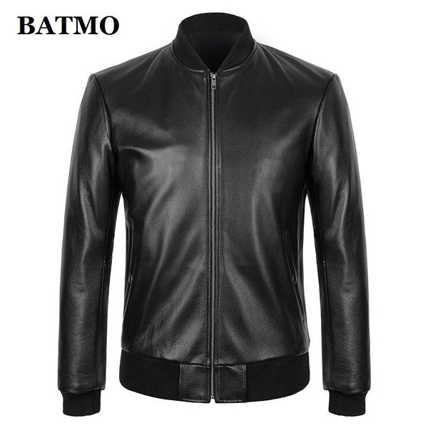 

men's leather & faux batmo natural jackets men,men's slim real cow ,plus-size s-4xl pdd12, Black