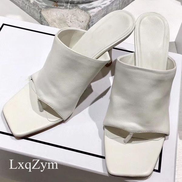 

factory price summer high heel flip flops women slippers genuine cow leather super 8cm heels open toe, Black