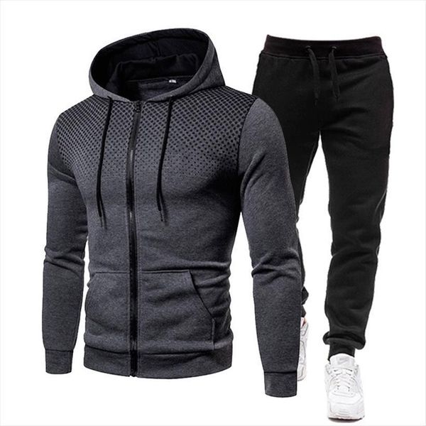 

fashion hoodies suits brand mens tracksuits sets sweatshirts sweatpants spring autumn hooded pullover, Gray