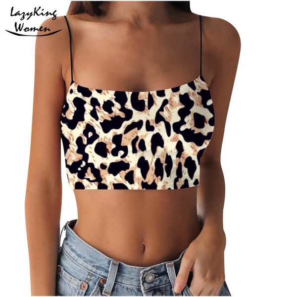 

women's tanks & camis 2021 printed u-neck cow leopard tank women summer slim render short sleeveless fashion casual vest crop, White