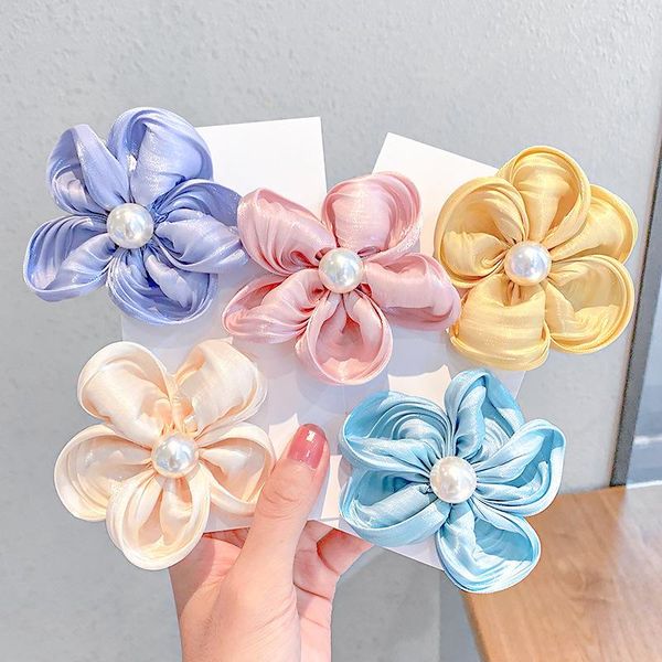 

hair accessories women girls cute solid color chiffon hairpins sweet headband lovely clips barrettes fashion