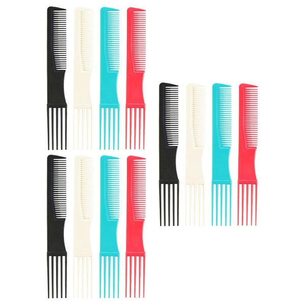 

hair brushes 12pcs multi-purpose two-sided picking comb sturdy hairdressing styling, Silver