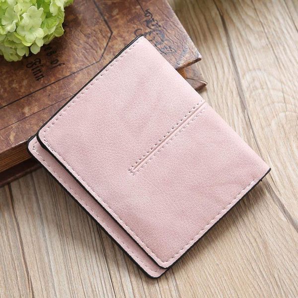 

card holders women's short vertical style billfold wallet purse pu leather holder luxury case pink casual multi-card slots money bag, Brown;gray