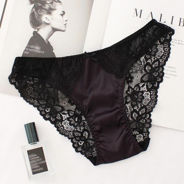 

european and american lace low waist briefs hollow buttocks comfortable women's underwear1, Black;pink