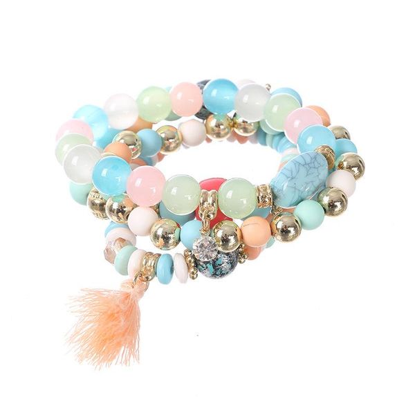 

beaded, strands fashion trendy jewelry bohemian crystal alloy decoration fringe combination stretch bracelet women's, Black