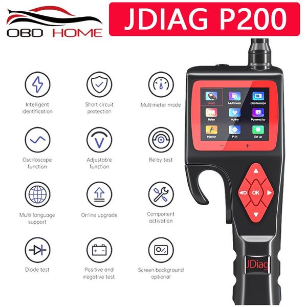 

jdiag p200 circuit tester smart test for electrical system 9v-30v relay/diode/oscilloscope/positive/negative online update diagnostic tools