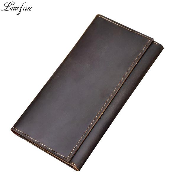 

wallets 100% crazy horse leather wallet genuine long men purse casual with big phone pocket,long, Red;black