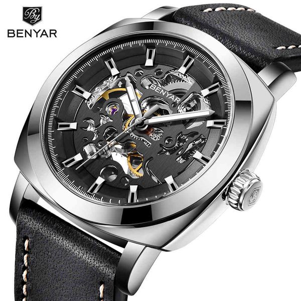 

military mechanical watches men luxury tours automatic men watches waterproof business reloj hombre, Slivery;brown
