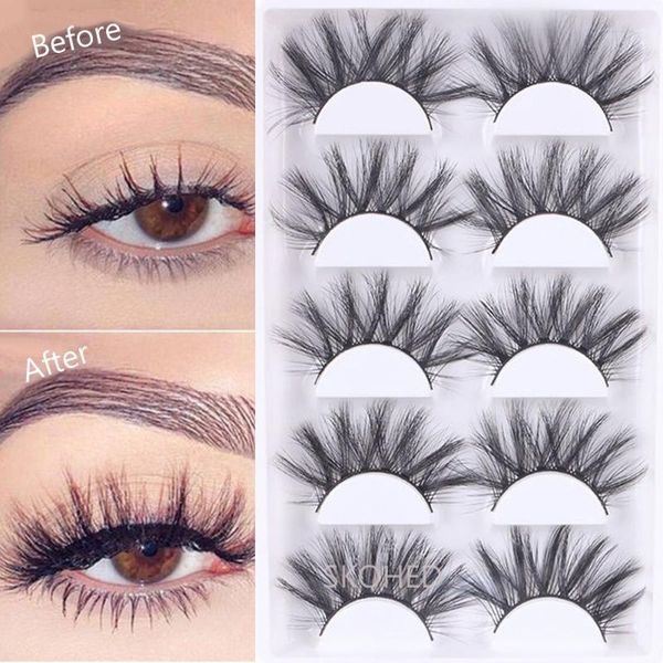 

false eyelashes skonhed 5 pairs woman natural handmade fluffy crisscross 3d faux mink hair eye lash extension