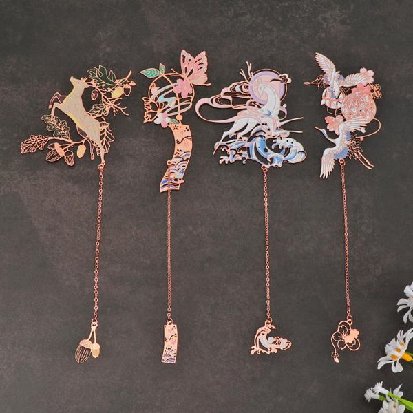 

chinese style bookmark tassel pendant retro book clip metal pagination mark stationery student gift school office supplies