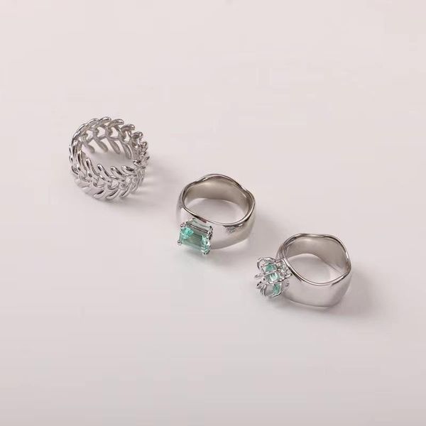 

cluster rings lovoacc simple multi designs green color rhinestone geometric irregular open for women lover couple jewelry, Golden;silver