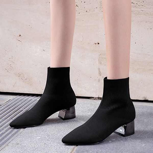 

boots 2021 single knitting women knitted or crocheted, Black