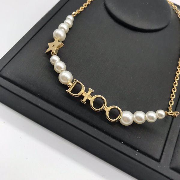 

luxury jewelry new letter pearl necklace in 2021, Silver