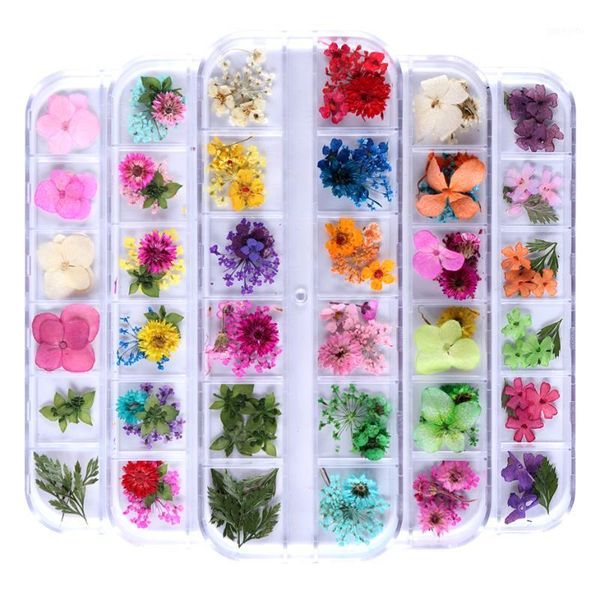 

dried flowers leaves nails accessories natural floret petal jewelry nail art decorations polish designs manicure tips bef1-10-11, Silver;gold