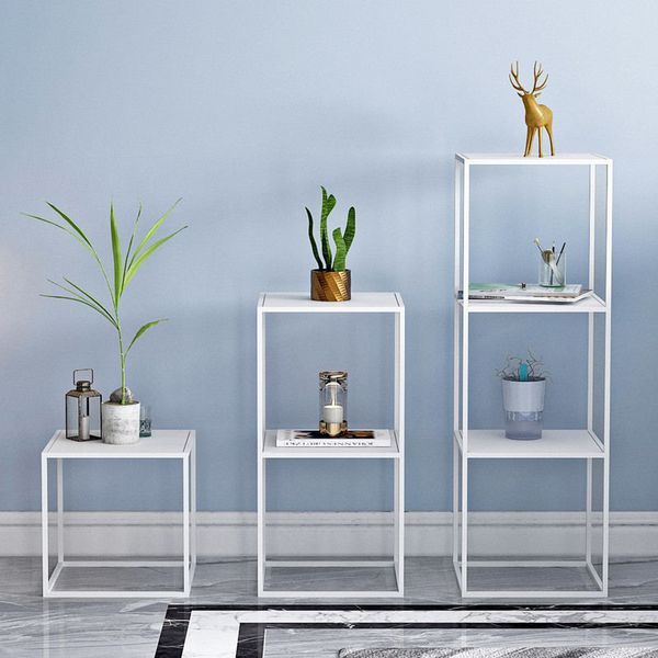 

nordic shelf, multi-layer combination simple modern corner , iron flower frame, floor lattice frame