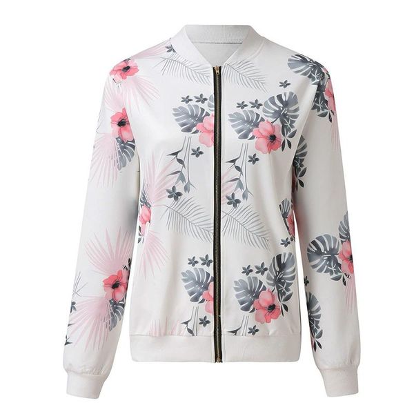 

women's jackets 2021 women retro floral printing zipper up jacket casual coat outwear ladies streetwear clothing, Black;brown