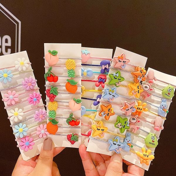 

7fu korean accessories children's rope dressheaddress dressr accessories princess cute hair rope korean cartoon girl's head rubber band hai, Slivery;white