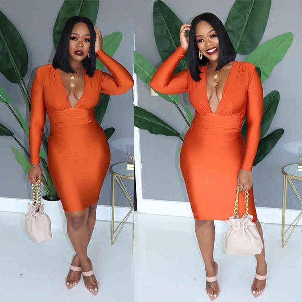 

2020 new spring summer slim dress women v-neck long sleeve solid color bandage night club party sheath mini dresses gl898, Black;gray