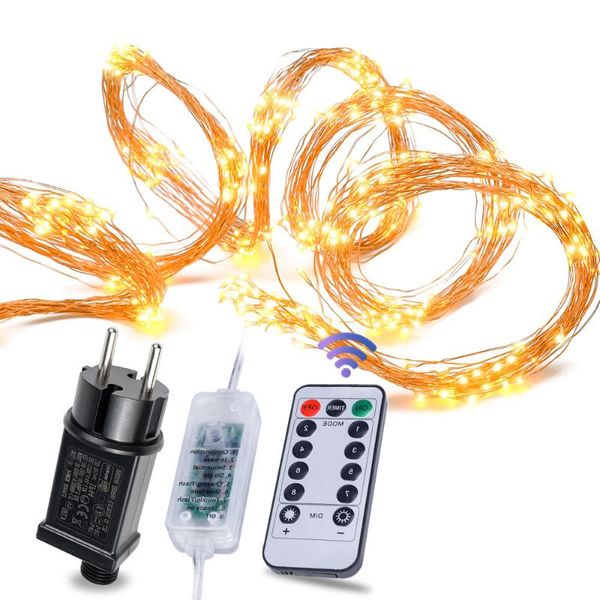 Dizeler 600 LEDS Vines Lights Bakır Tel Şube LED Peri Dize Plug-In Adaptör Cafe Noel Düğün Dekorasyonu