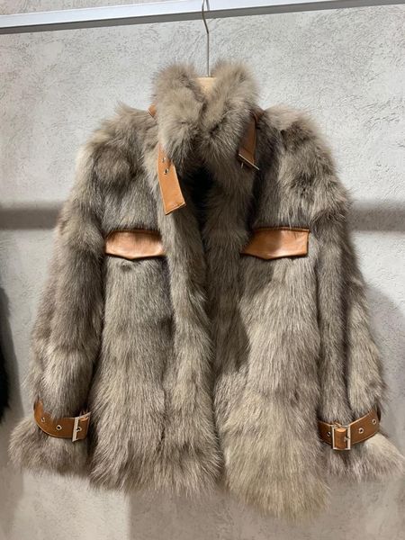

women's fur & faux 2021 winter jacket women real coat natural thick warm locomotive pocket outerwear streetwear, Black