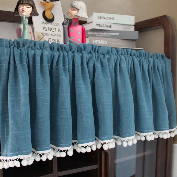 

curtain & drapes pastoral thick linen half wear rod dust cabinet door small short