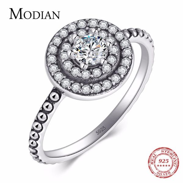 

cluster rings modian 2021 instagram solid 925 sterling silver ring sparkling vintage cubic zirconia jewelry for women christmas gift, Golden;silver