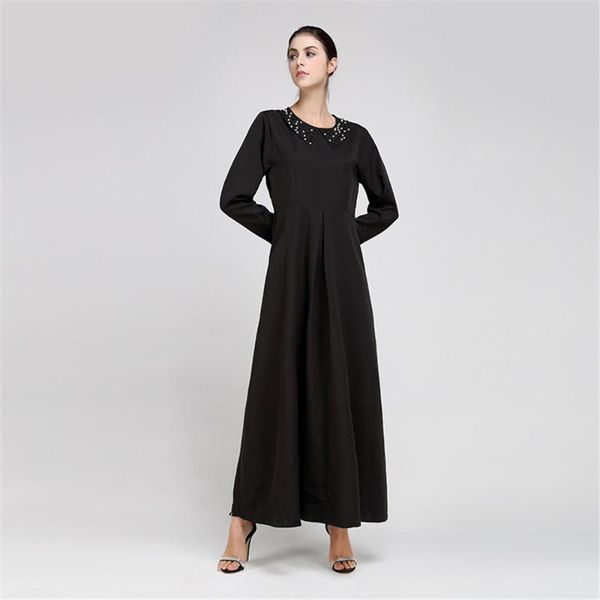 

ethnic clothing black abaya muslim women beads long sleeve maxi dress arab robe dubai turkey kaftan islamic fashion vestidos party gown, Red