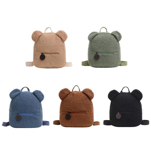 

storage bags casual fleece bear shaped shoulder bag cute women backpack handbag children school travel rucksack