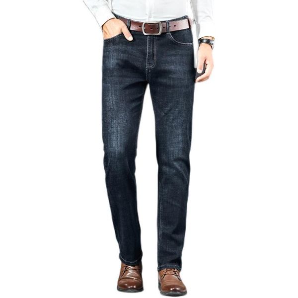 

men's jeans 2021 men business style slim fit straight fashion classic blue male stretch casual denim trousers plus size 29-40
