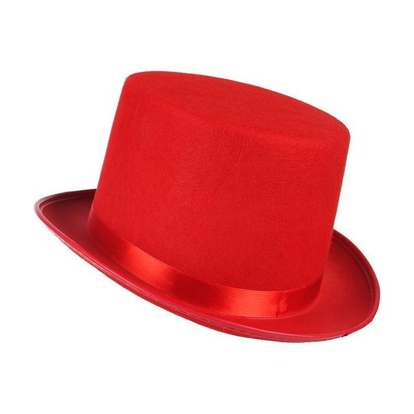 

wide brim hats mens felt hat high adults costume dress up party gentleman novelty magician satin black red, Blue;gray