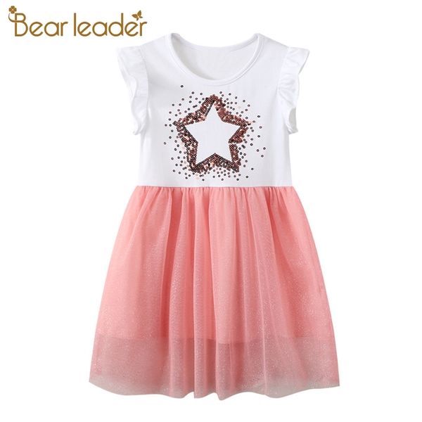 Neonate Abiti senza maniche Moda Bambini Principessa Costumi con paillettes Toddler Mesh Abiti Abbigliamento per bambini 2-7Y 210429