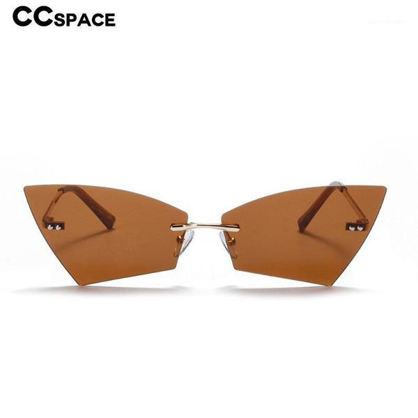 

sunglasses 49230 cat eye rimless men women fashion shades uv400 vintage glasses, White;black