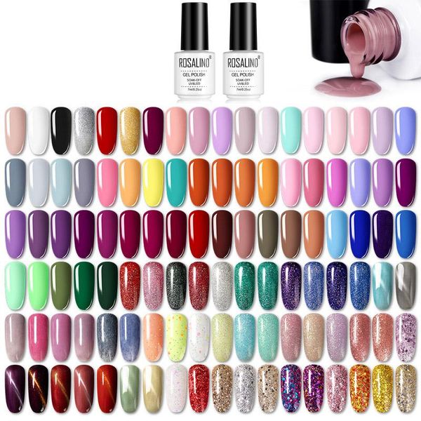 

nail gel rosalind hybrid varnishes 7ml color series polish soak off uv led semi permanent art design need base and top, Red;pink