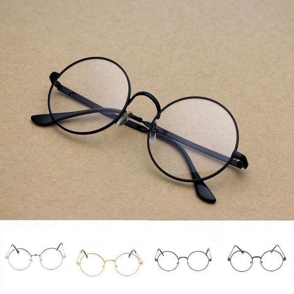 

fashion sunglasses frames 2021 vintage retro metal glasses frame clear lens nerd geek eyewear eyeglasses oversized round circle eye, Black