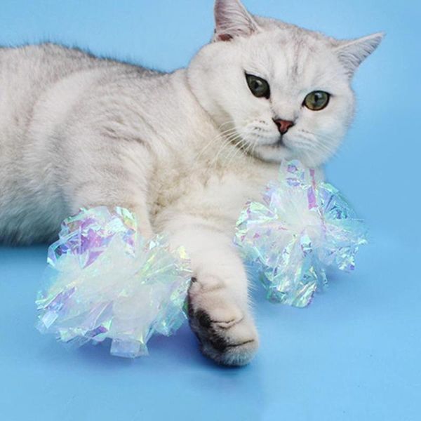 

cat toys 1pcs crinkle balls toy interactive sound ball big plastic crackle ring paper kitten pet play