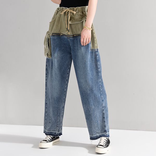 

women's jeans [eam] pocket split denim long wide leg high waist loose women trousers fashion tide spring autumn 1t88301 200930 ql5y, Blue