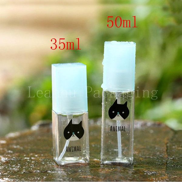 

wholesale 35ml 50ml cute cartoon transparent square spray bottle, portable toner/perfume mist bottle storage bottles & jars