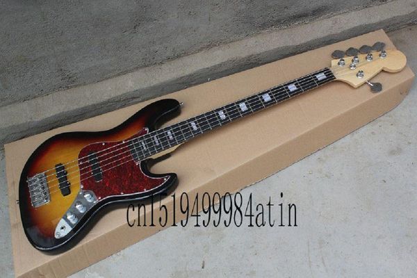

5 strings standard jazz bass guitar sunburst body guitar 22