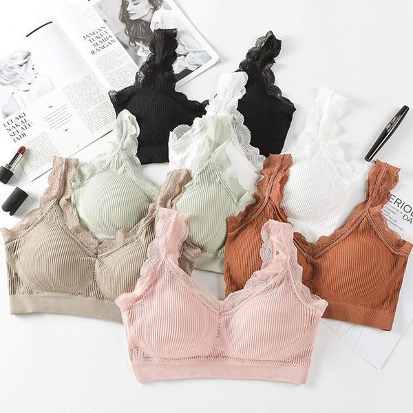 

bustiers & corsets svokor lace lingerie padded bra set without steel ring solid women's underwear comfortable fitness crop top, Black;white