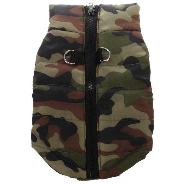 

dog apparel clothing for winter duvet cat warm padded jacket bib, camouflage xs