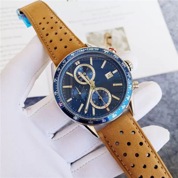 

zdr- business watch fashion quartz chronograph wristwatches full stainless steel blue face 5 atm waterproof luminous pointer montre de luxe, Slivery;brown