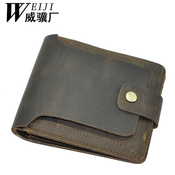 

the wallet autumn crazy horse leather wallet short men's wallet, Black