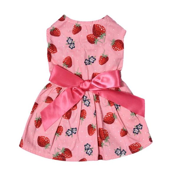 

dog apparel summer dresses cotton strawberry pattern one-piece puppy dogs skirt clothes pet princess dress cute xs/s/m/l