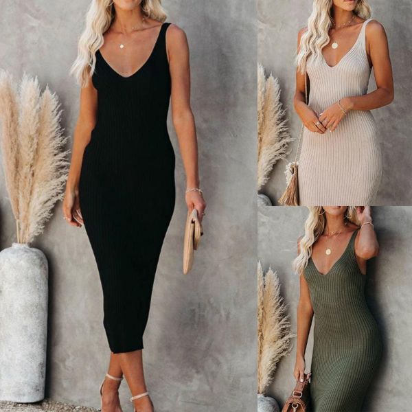 

casual dresses 2021 spring and summer european american sweaters fashion solid color temperament commuter mid-length dress, Black;gray